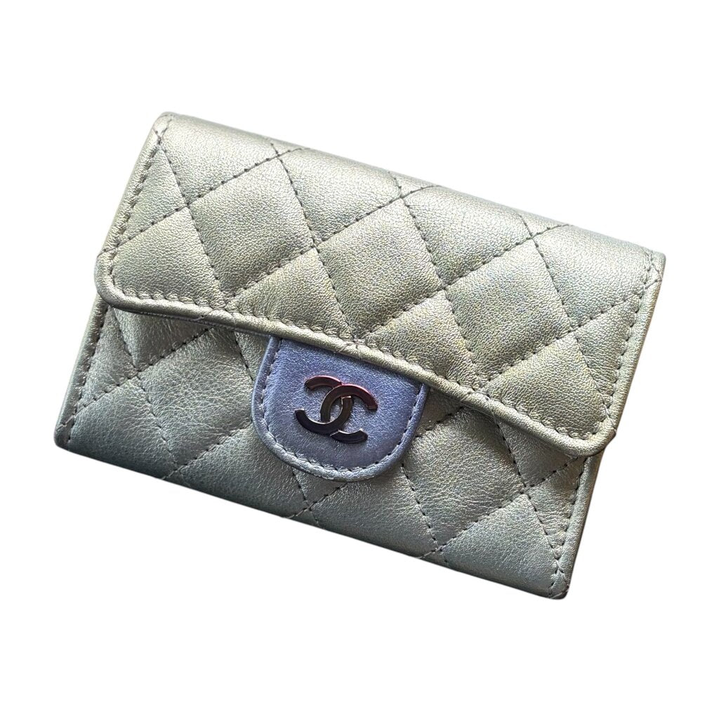 Chanel Highly Limited Season Release Metallic Cardholder Wallet W/Dust Bag
