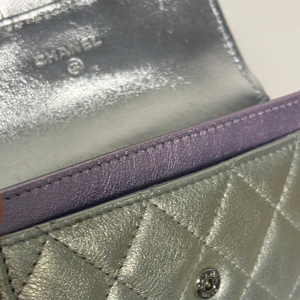 Chanel Highly Limited Season Release Metallic Cardholder Wallet W/Dust Bag