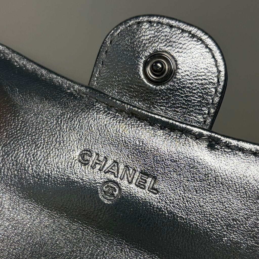 Chanel Highly Limited Season Release Metallic Cardholder Wallet W/Dust Bag