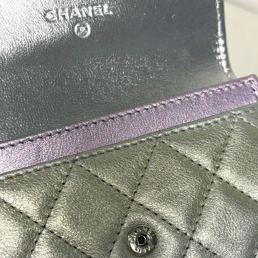 Chanel Highly Limited Season Release Metallic Cardholder Wallet W/Dust Bag