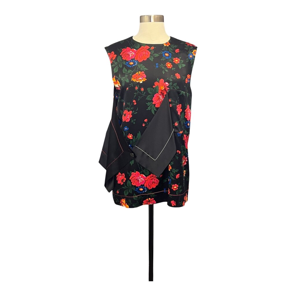 Celine "Printed Motion" Floral Silk Top By Phoebe Philo