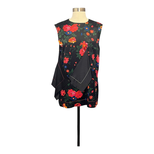 Celine "Printed Motion" Floral Silk Top By Phoebe Philo