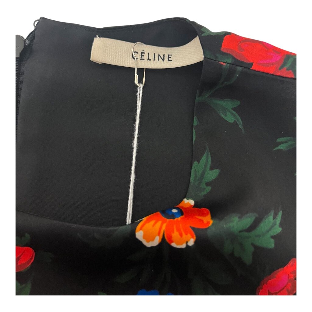 Celine "Printed Motion" Floral Silk Top By Phoebe Philo