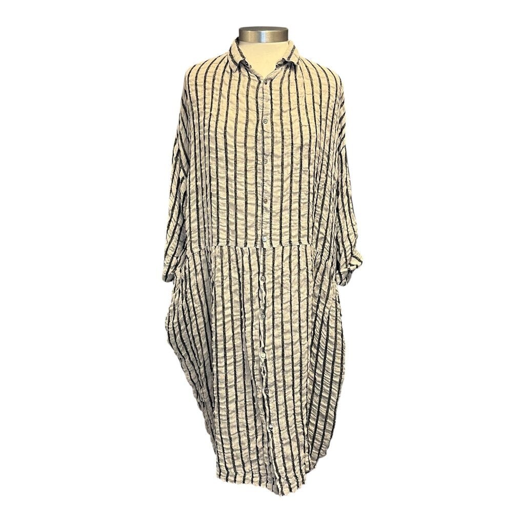 Antiquites Textured Stripe Drop Waist Dress