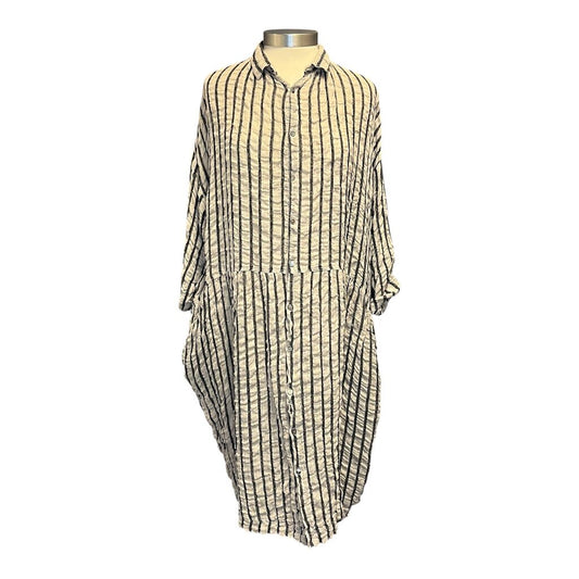 Antiquites Textured Stripe Drop Waist Dress