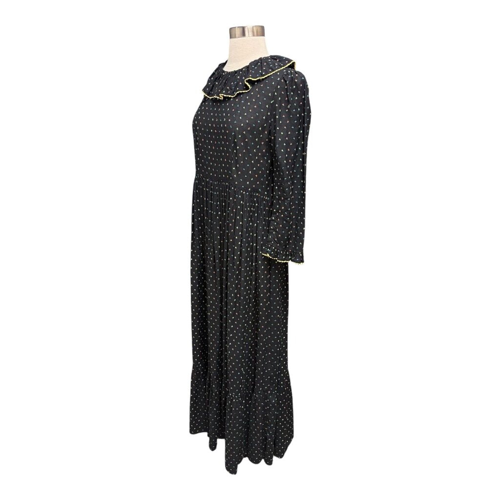 Doen Multi Color Flocked Drop Waist Maxi Dress