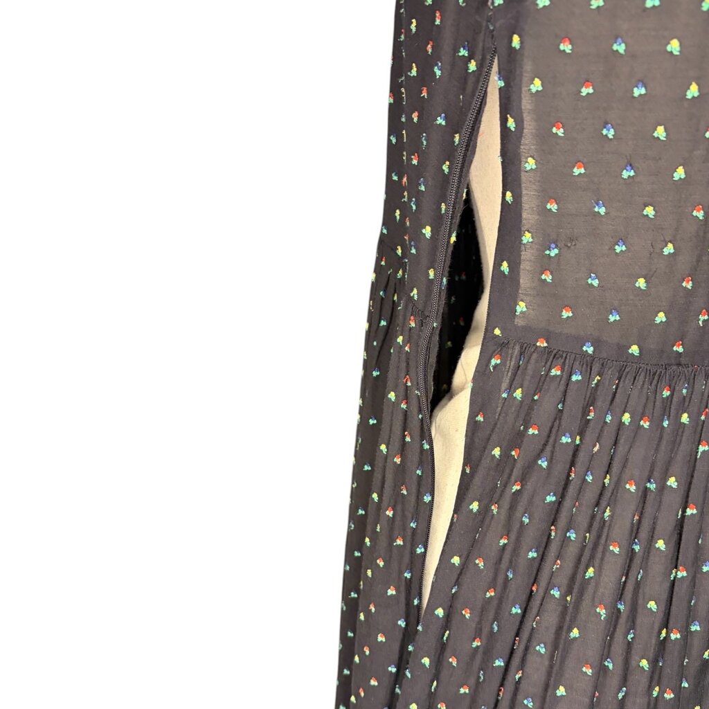 Doen Multi Color Flocked Drop Waist Maxi Dress