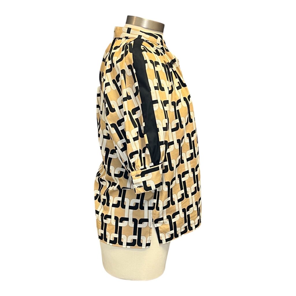 Goop Chain Print Split Collar Top