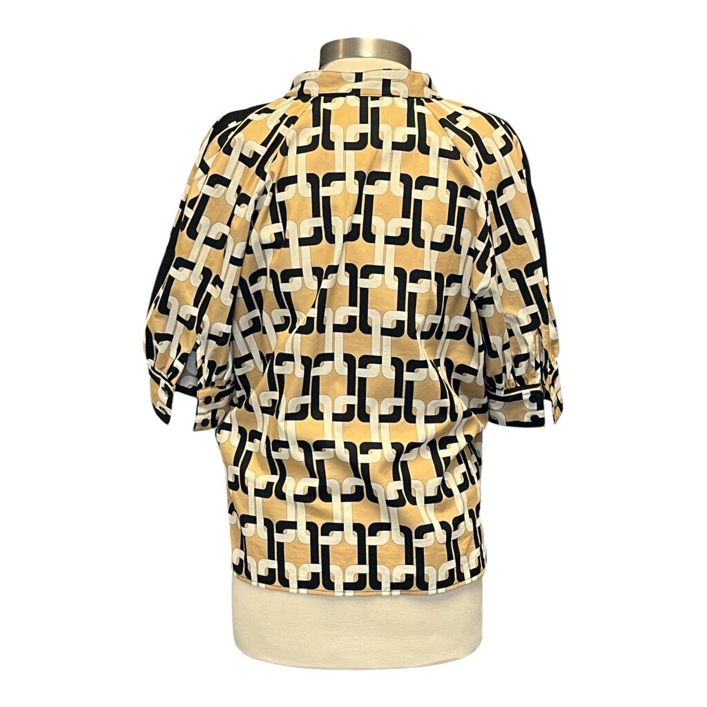 Goop Chain Print Split Collar Top