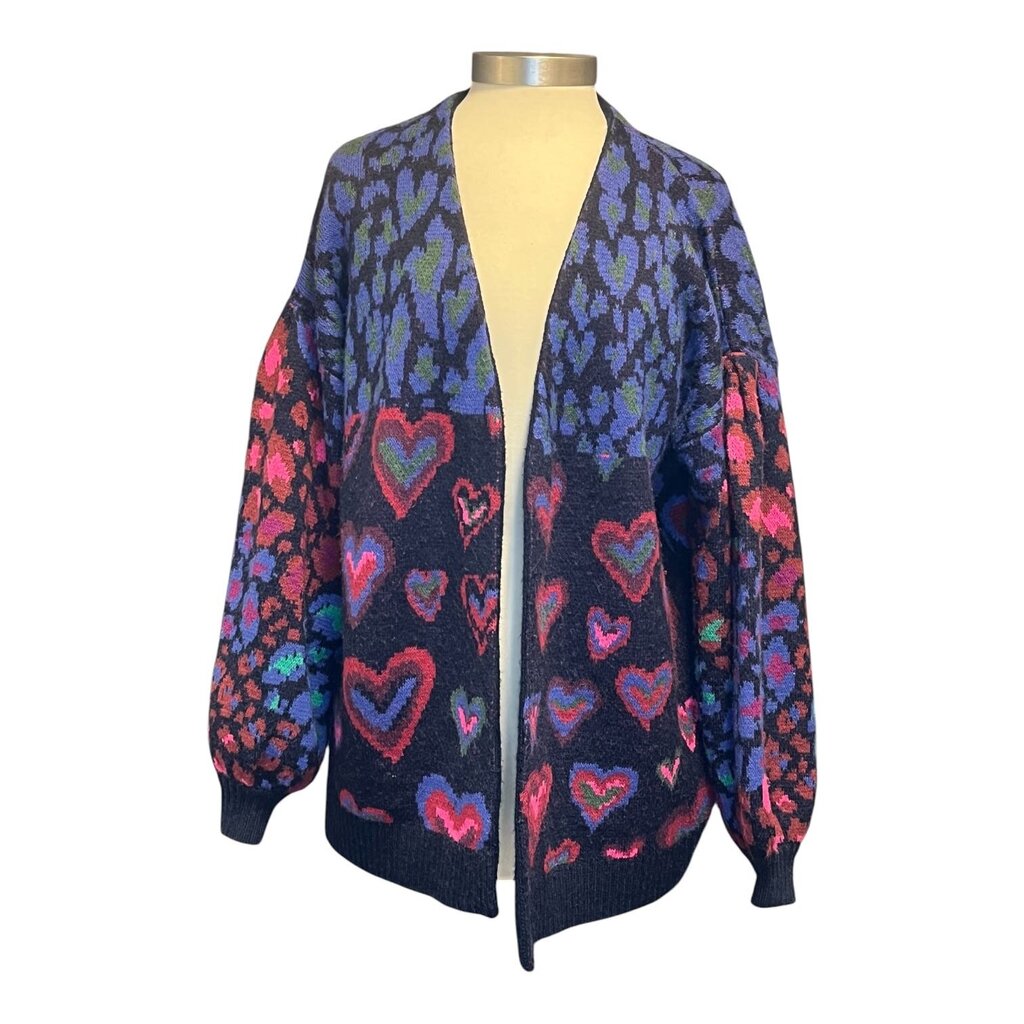 Farm Rio Heart Leopard Open Cardigan