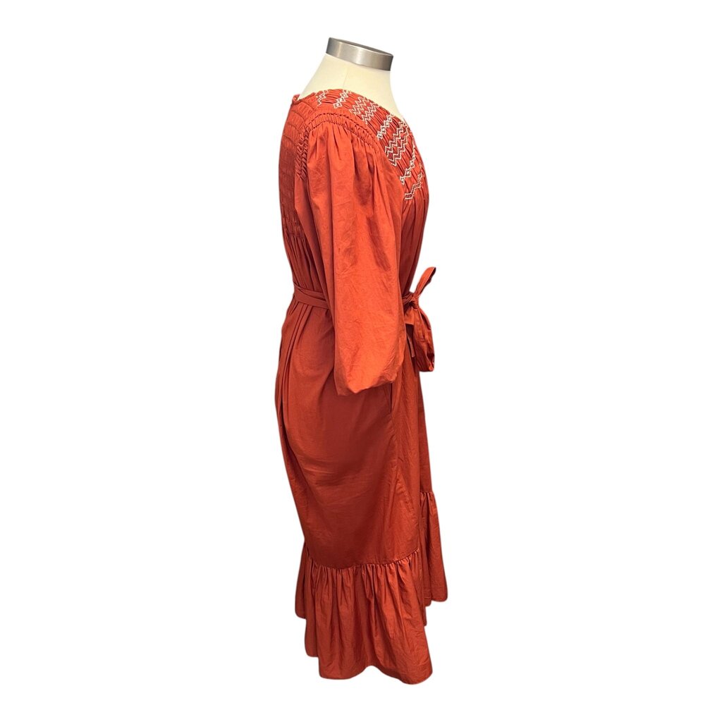 Sea Smocked Puff Sleeve Self Tie Tiered Maxi Dress