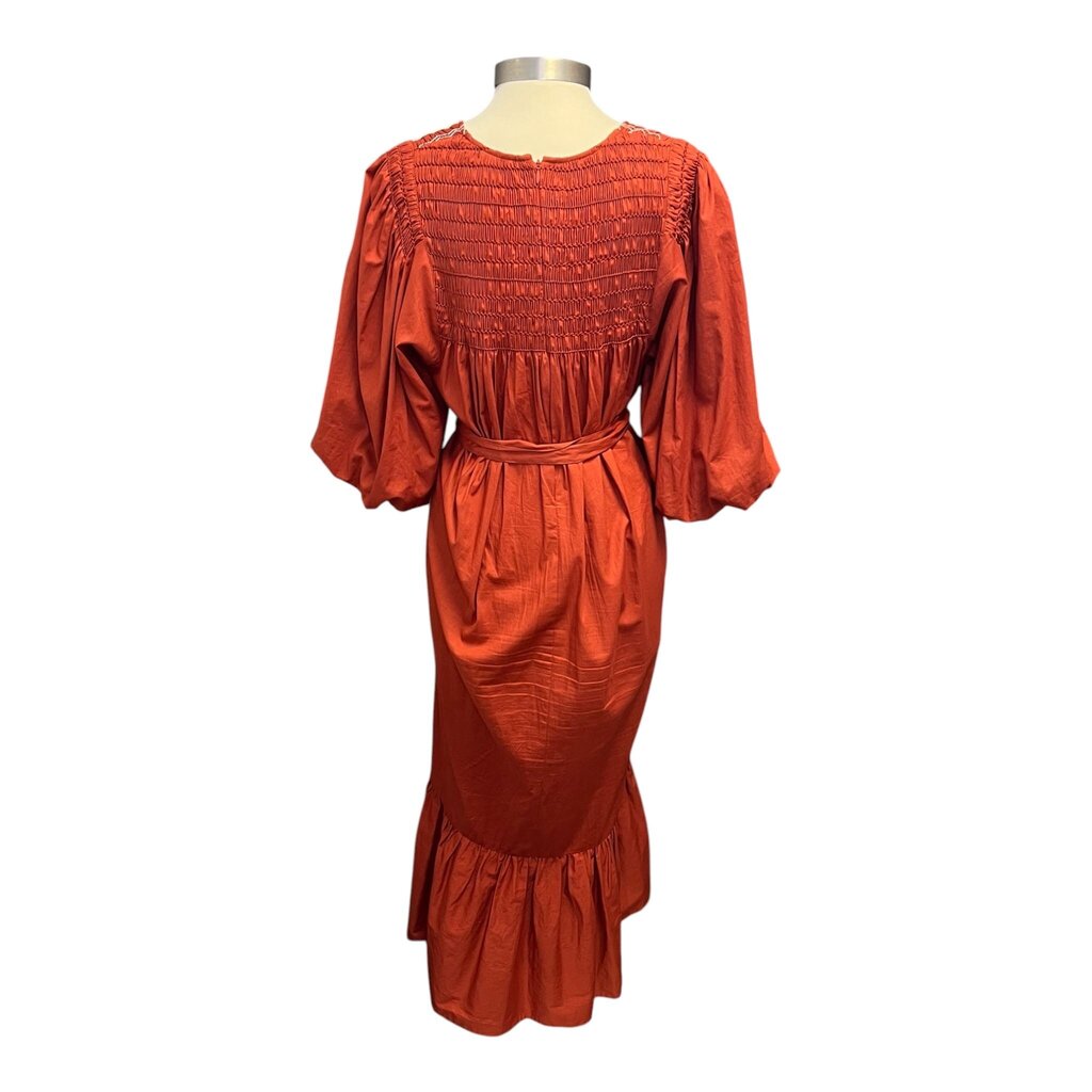 Sea Smocked Puff Sleeve Self Tie Tiered Maxi Dress
