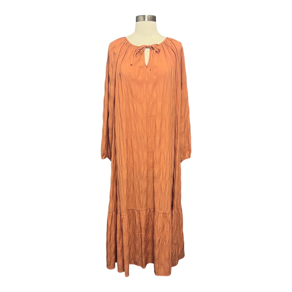 Elizabeth and James Smocked Split Collar Maxi Dress