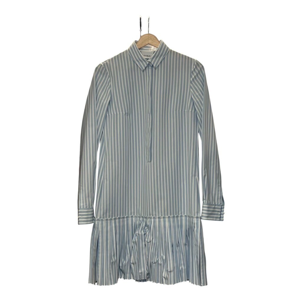 Akris Striped Cotton Pleated Hem Dress
