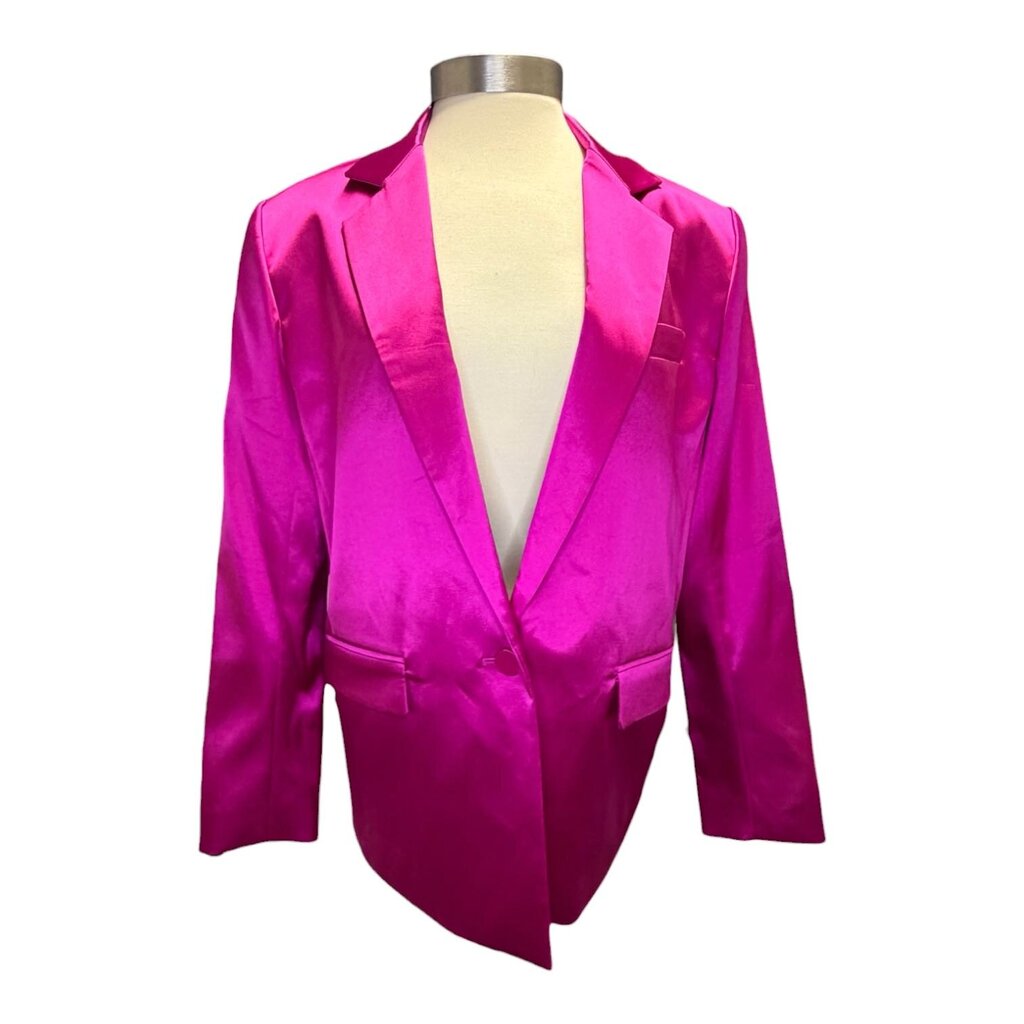 Frame Satin Strong Shoulder Blazer, MSRP $678