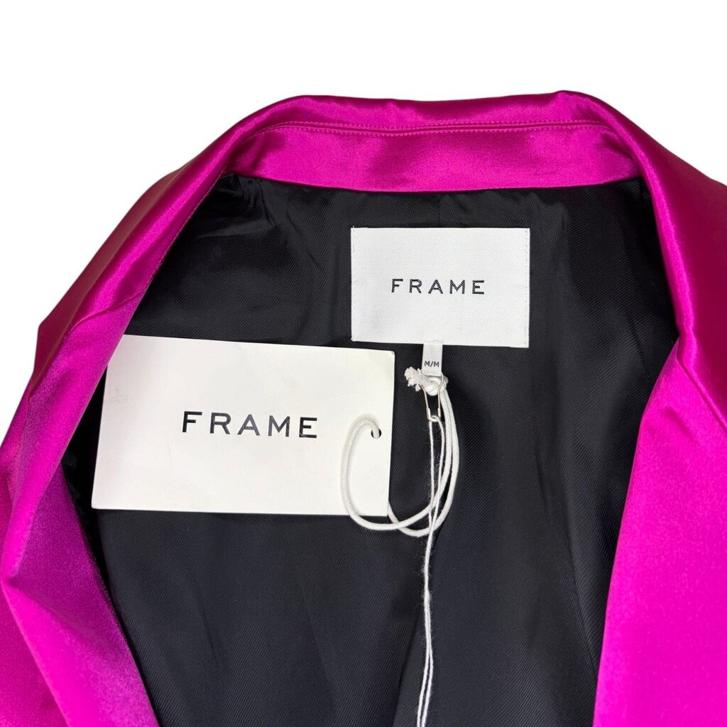 Frame Satin Strong Shoulder Blazer, MSRP $678