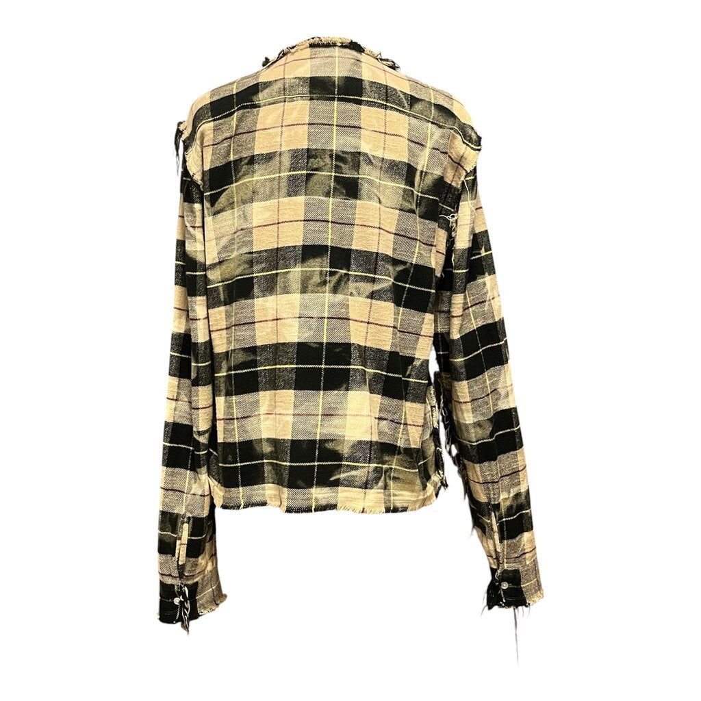 R 13 Cropped Cotton Plaid Button-up