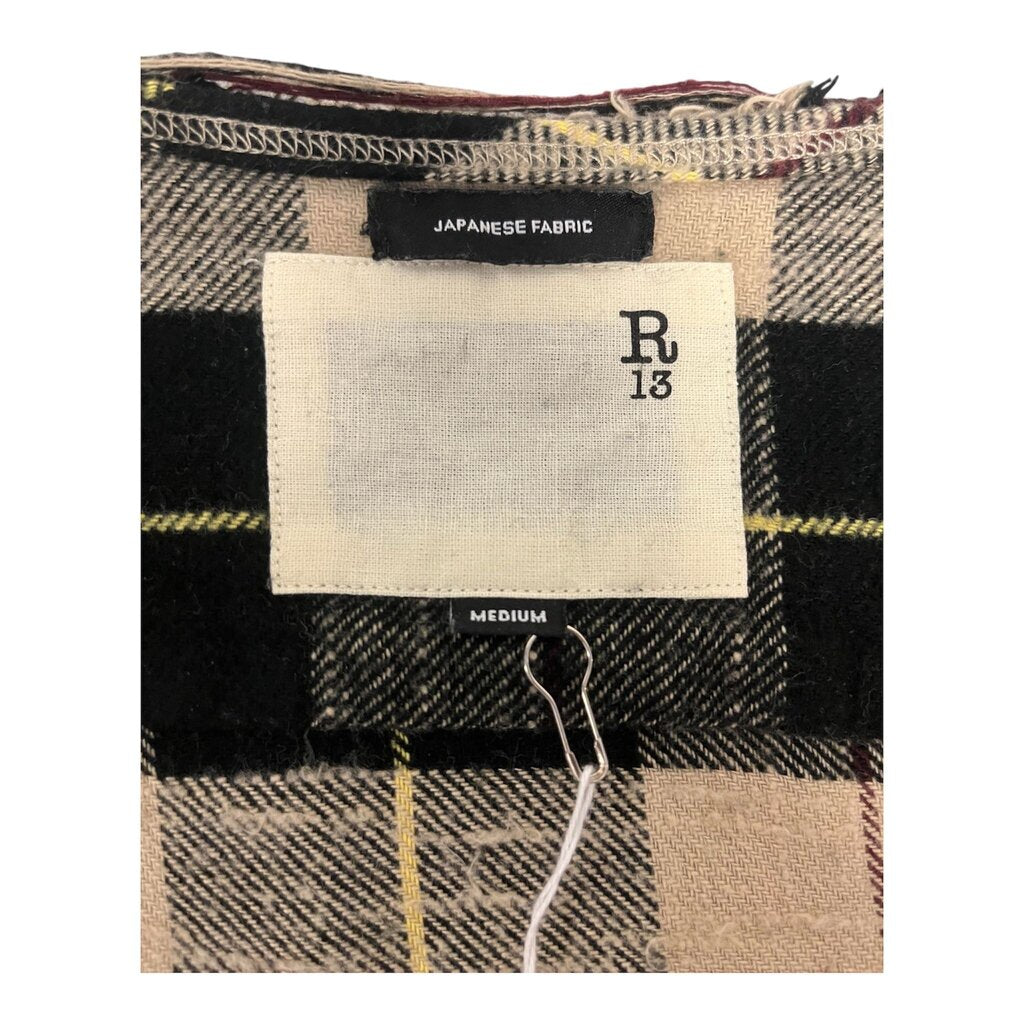R 13 Cropped Cotton Plaid Button-up