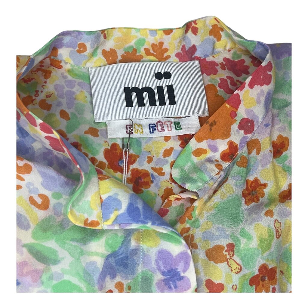 Mii En Fete Silk High-Low Rainbow Floral