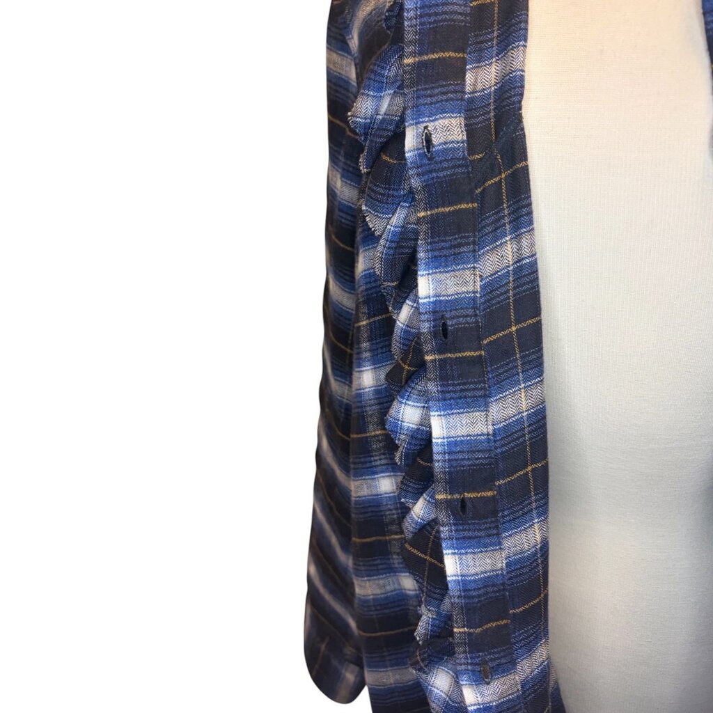 Lis Lareida Plaid Flannel Ruffle Front Blouse