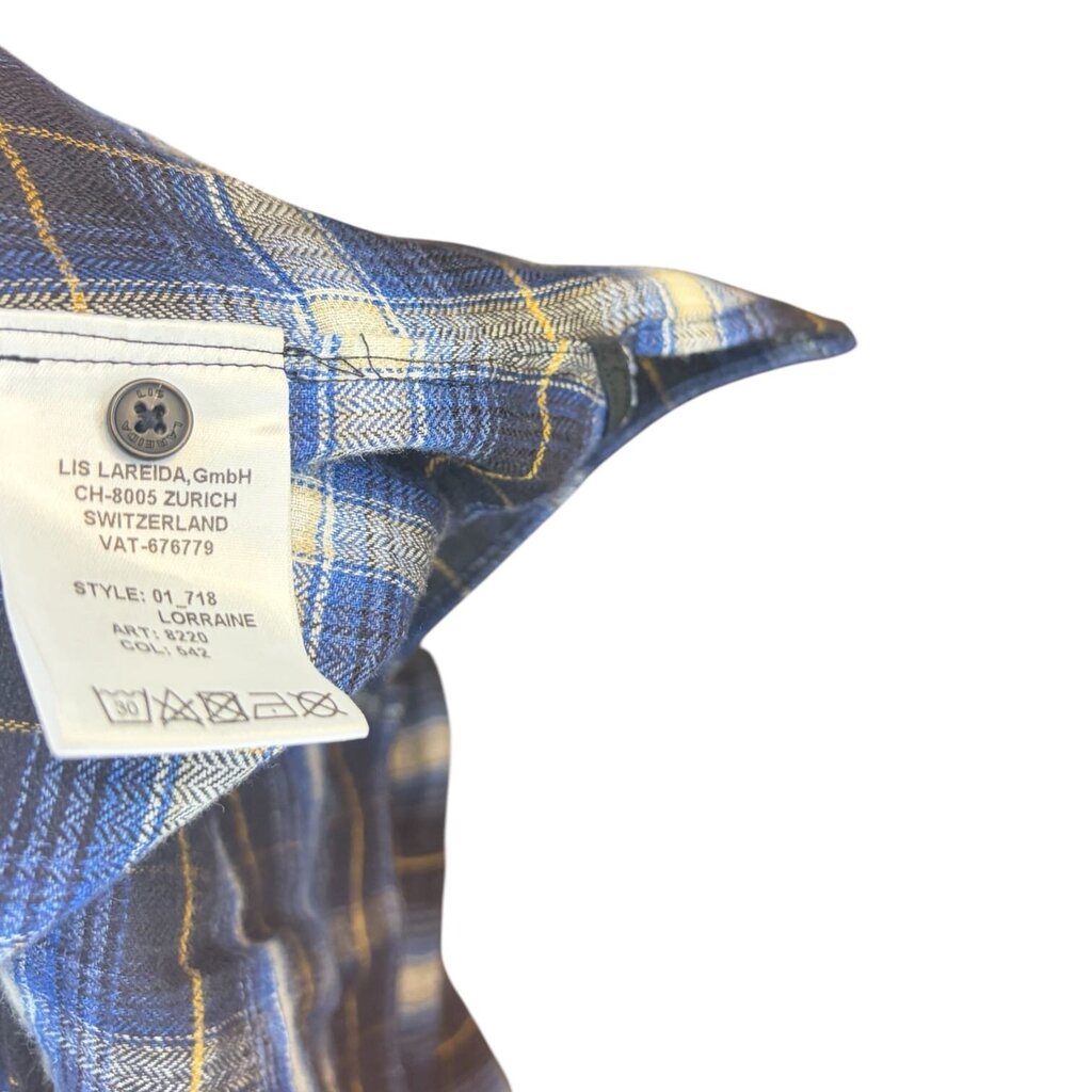 Lis Lareida Plaid Flannel Ruffle Front Blouse
