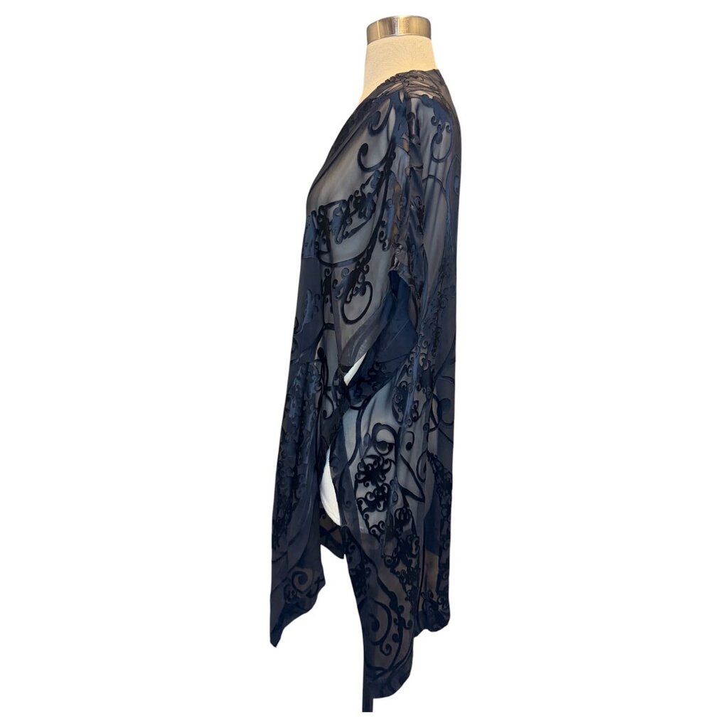 Eskandar Silk Burnout Open Front Cardigan