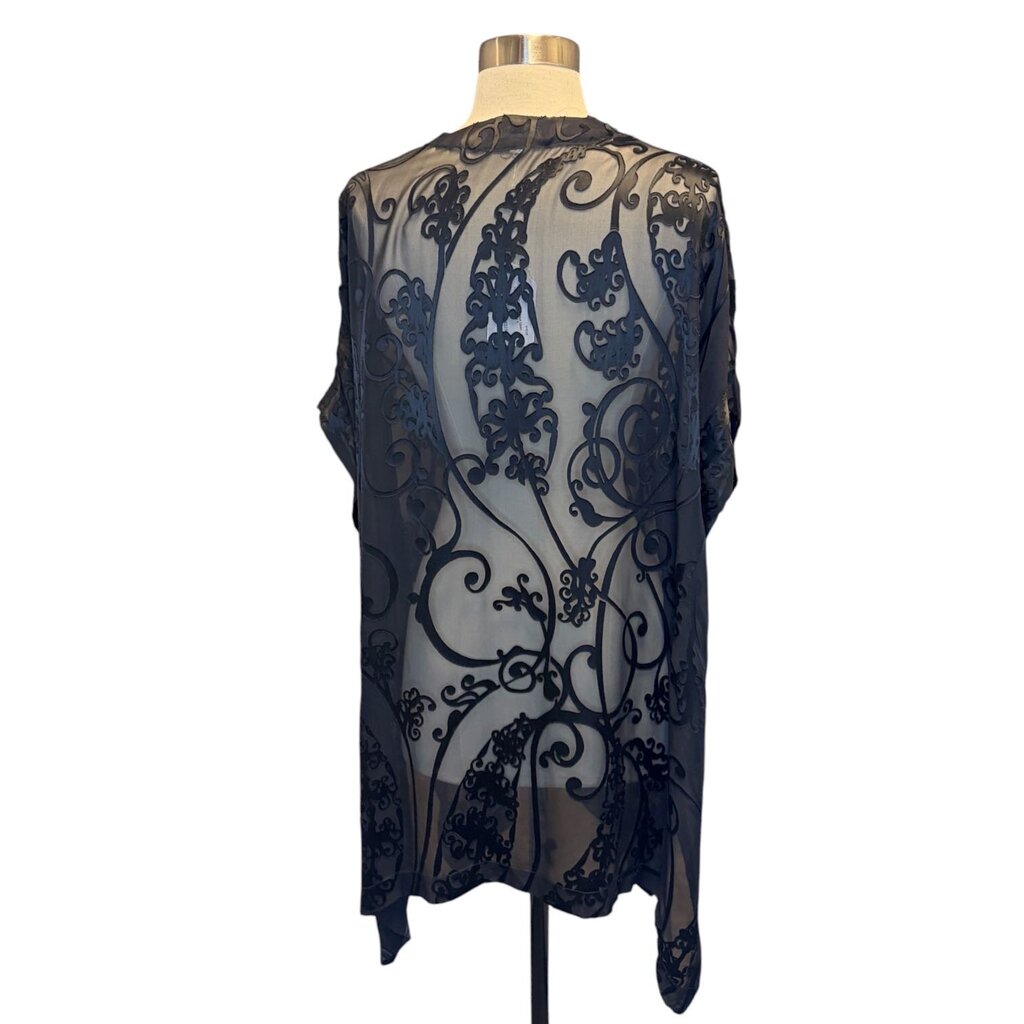 Eskandar Silk Burnout Open Front Cardigan