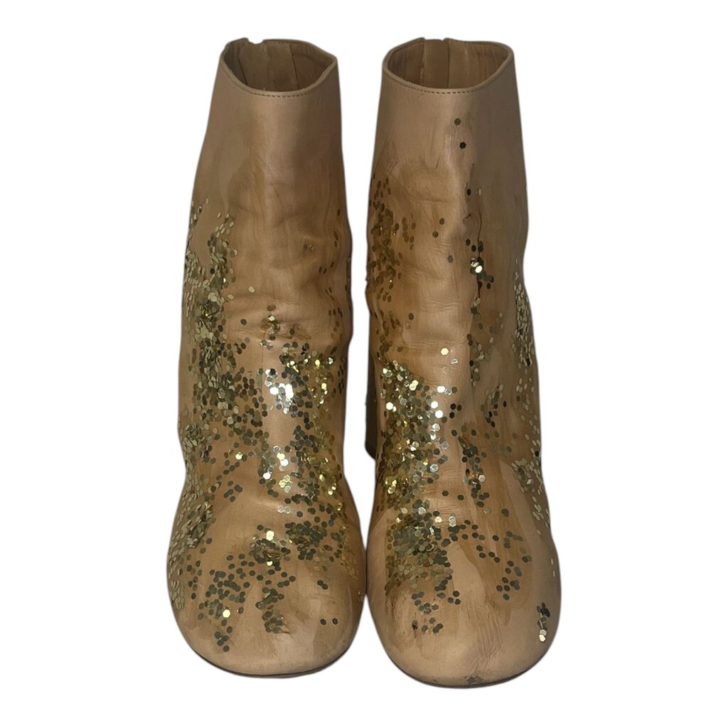 Maison Margiela Calfskin Glitter Back Zip Boots With Box