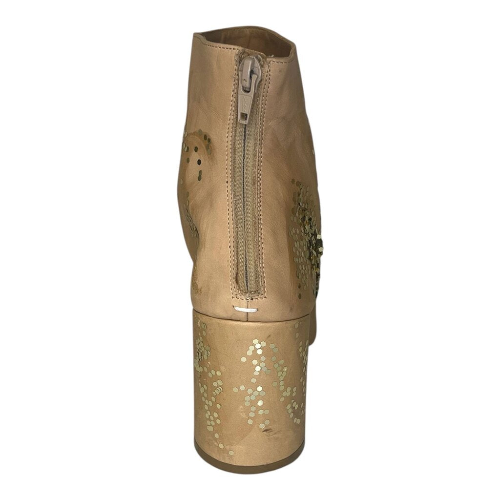 Maison Margiela Calfskin Glitter Back Zip Boots With Box
