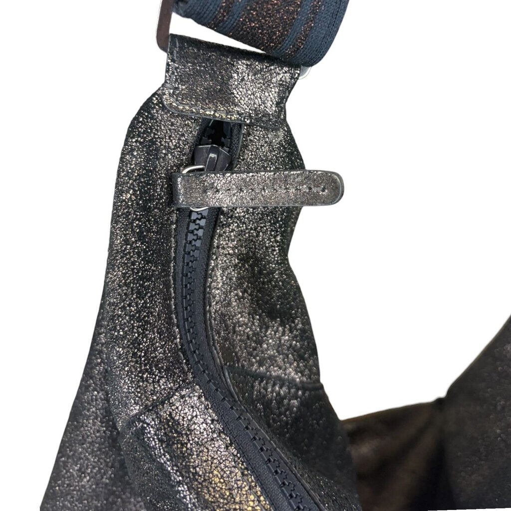 Brunello Cucinelli Distressed Metallic Leather Hobo Bag