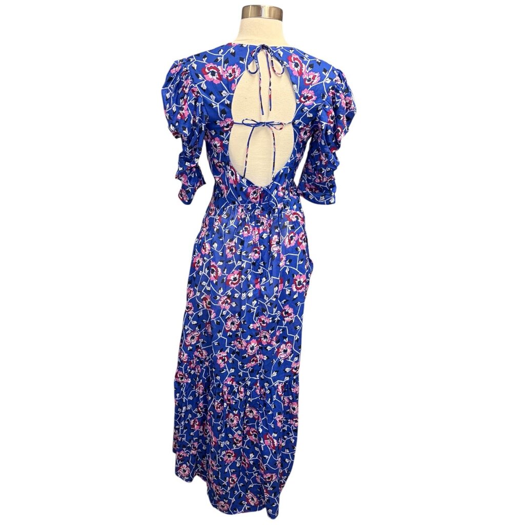 Isabel Marant Floral Print Ruched Sleeve Maxi Dress