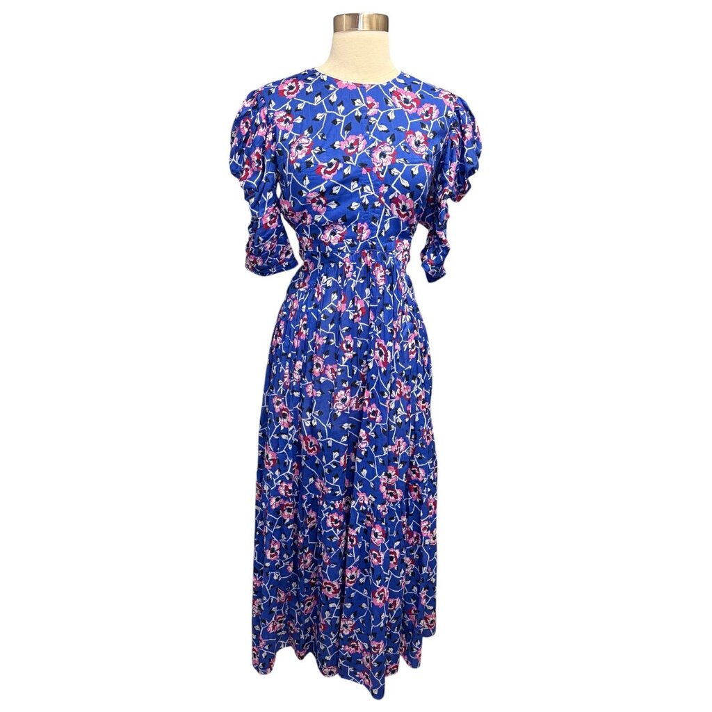 Isabel Marant Floral Print Ruched Sleeve Maxi Dress