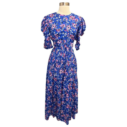 Isabel Marant Floral Print Ruched Sleeve Maxi Dress