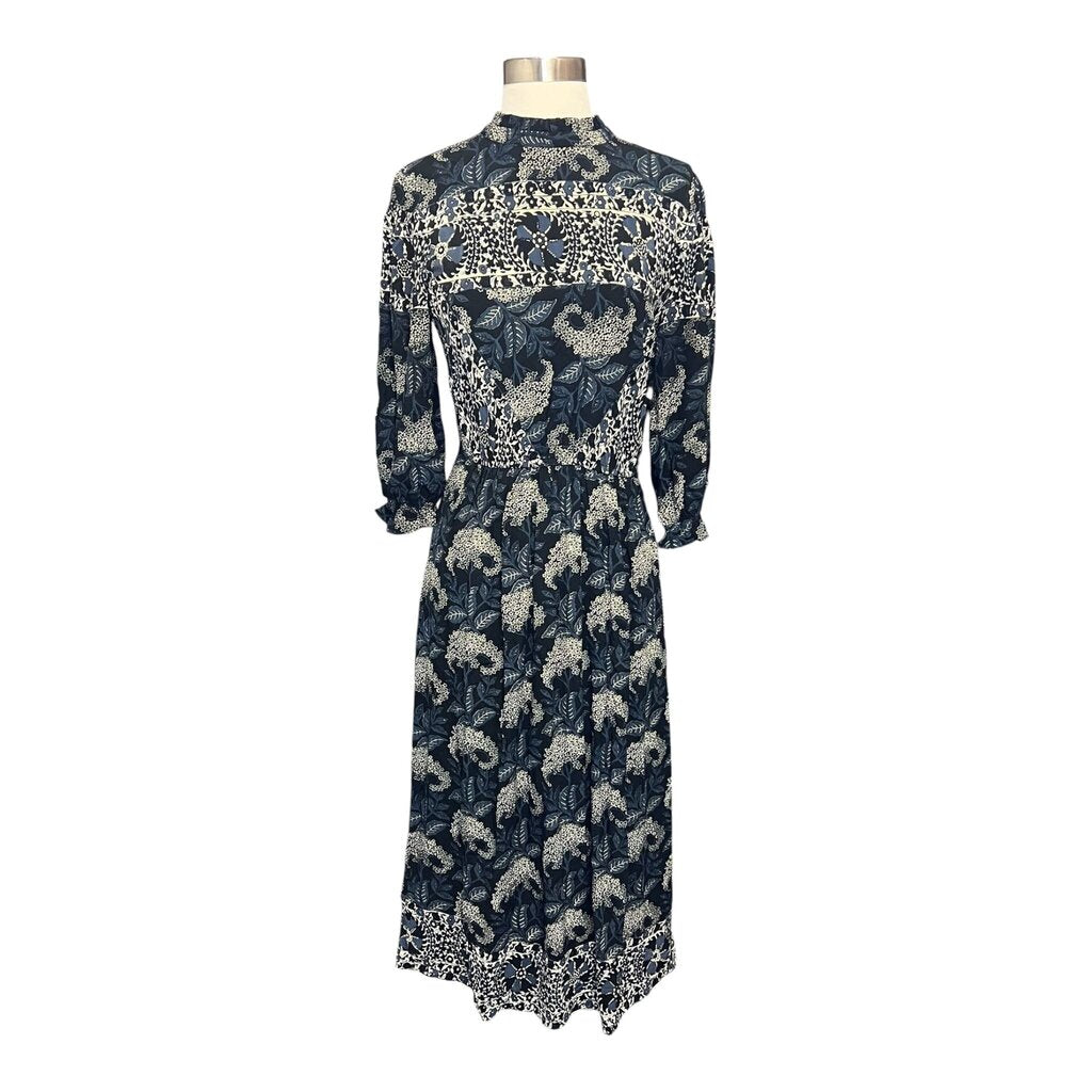 BA&SH Empire Floral Puff Sleeve Midi Dress