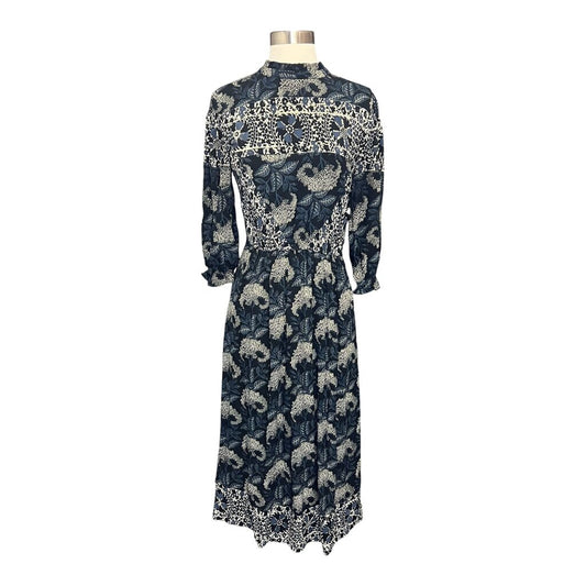 BA&SH Empire Floral Puff Sleeve Midi Dress