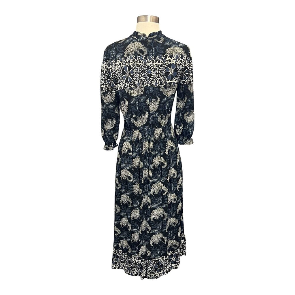 BA&SH Empire Floral Puff Sleeve Midi Dress