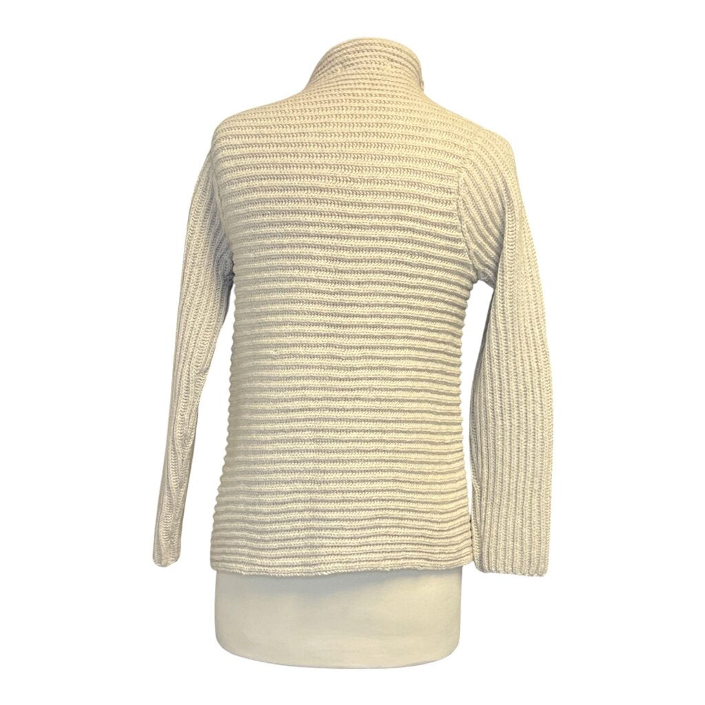 Fisherman Out of Ireland Ribbed Mock Neck Wool Cardigan