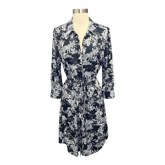 L'Agence Big Leopards Self Tie Mini Shirt Dress