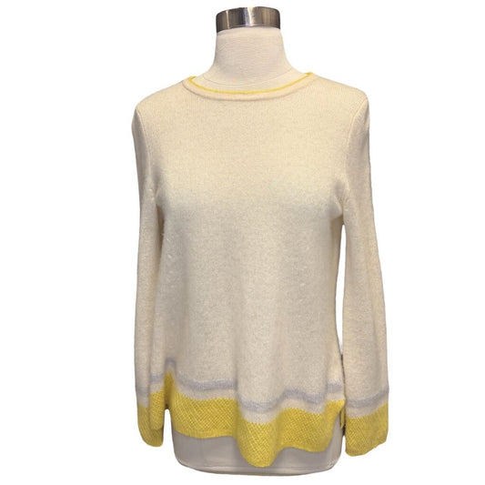 White + Warren Color Block Cashmere Sweater