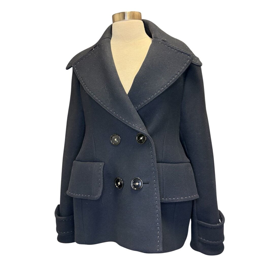 Acne Double Breasted Topstitch Peacoat
