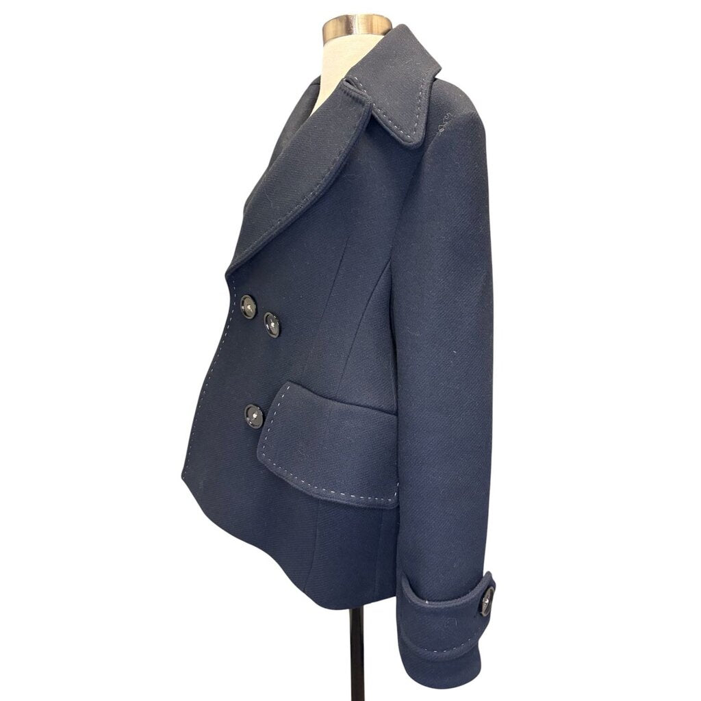 Acne Double Breasted Topstitch Peacoat