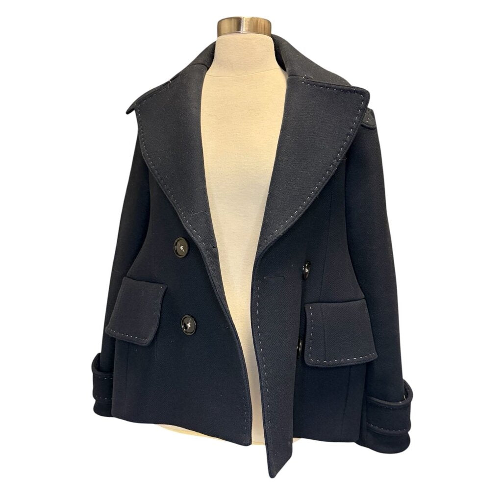 Acne Double Breasted Topstitch Peacoat