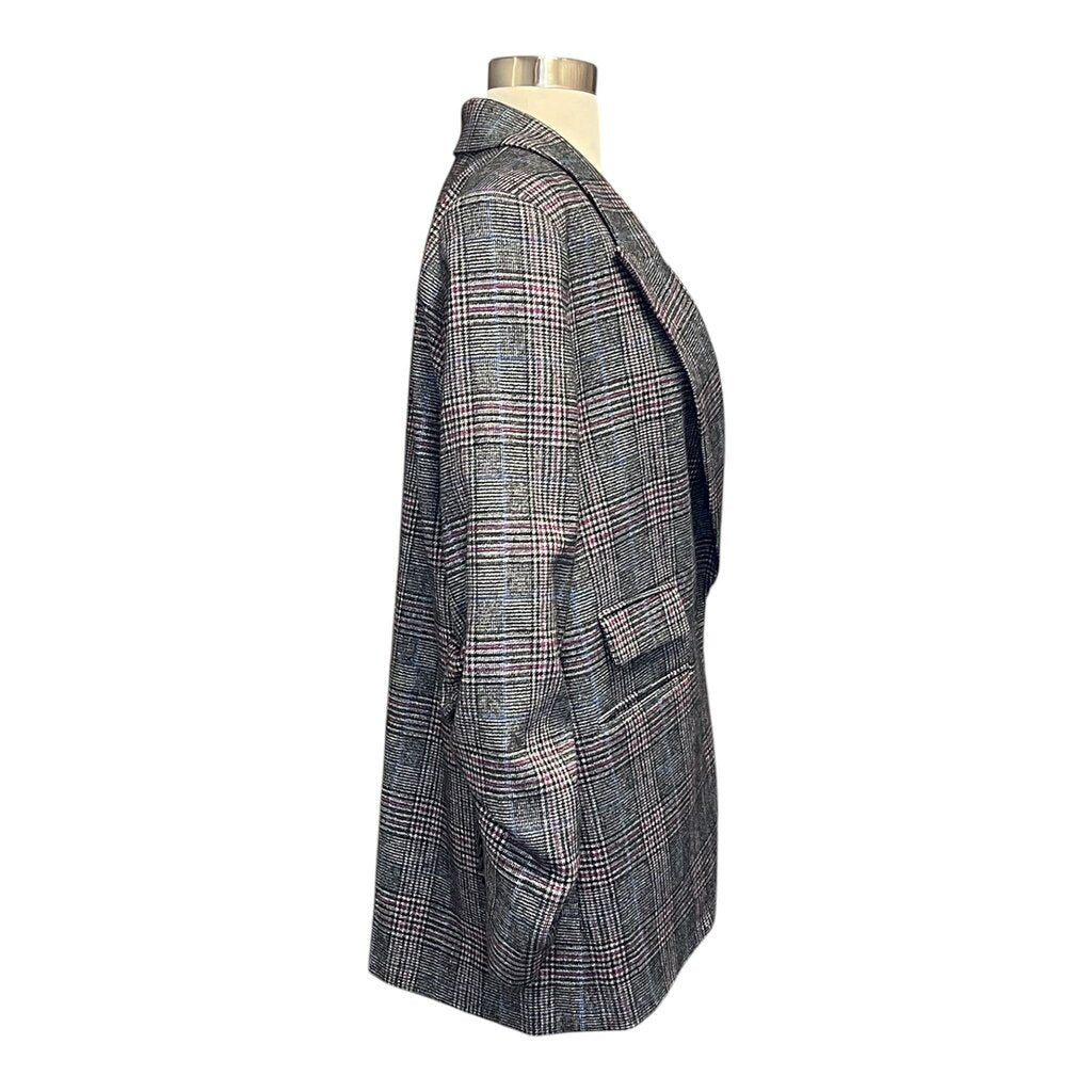 Veronica Beard Houndstooth Ruched Sleeve Blazer