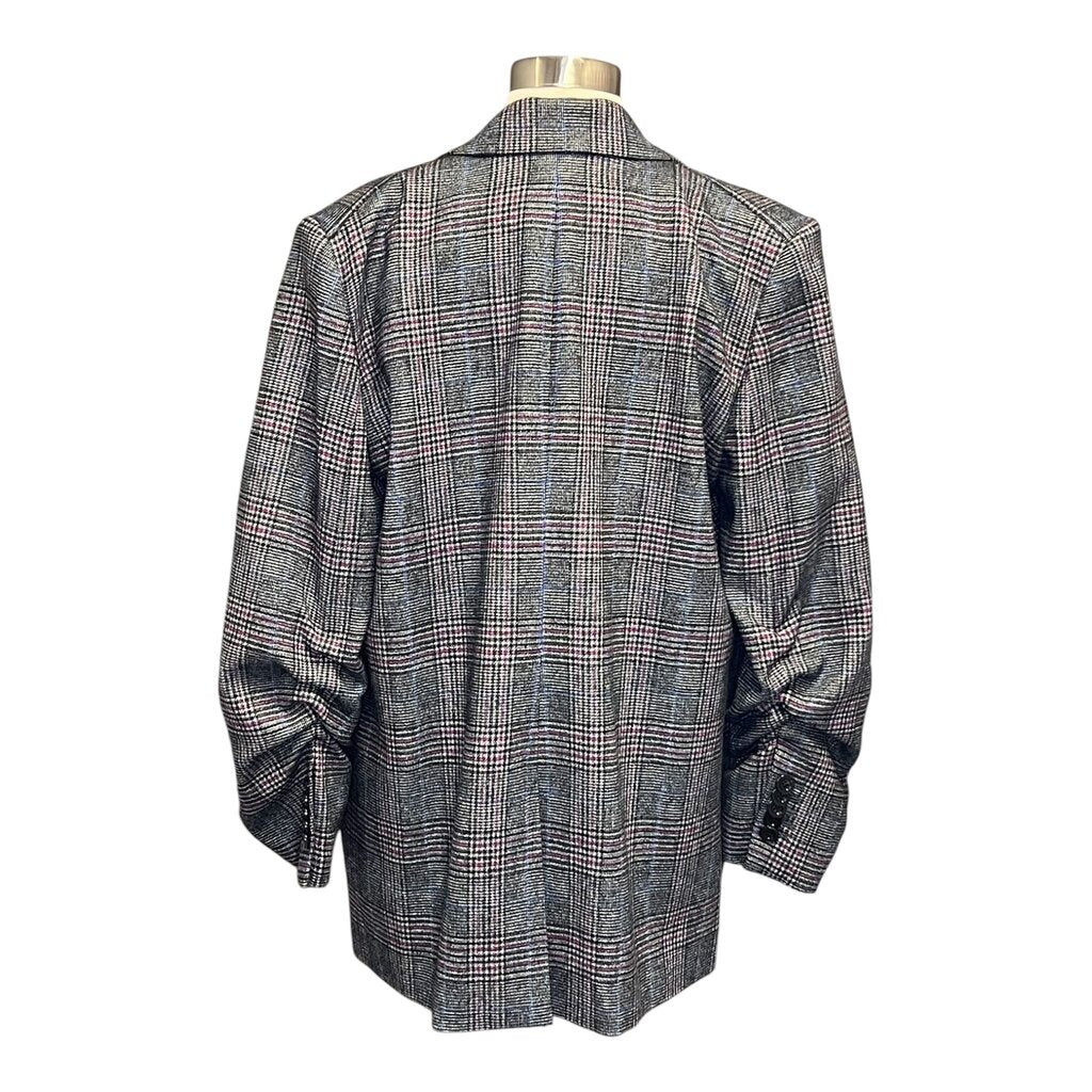 Veronica Beard Houndstooth Ruched Sleeve Blazer