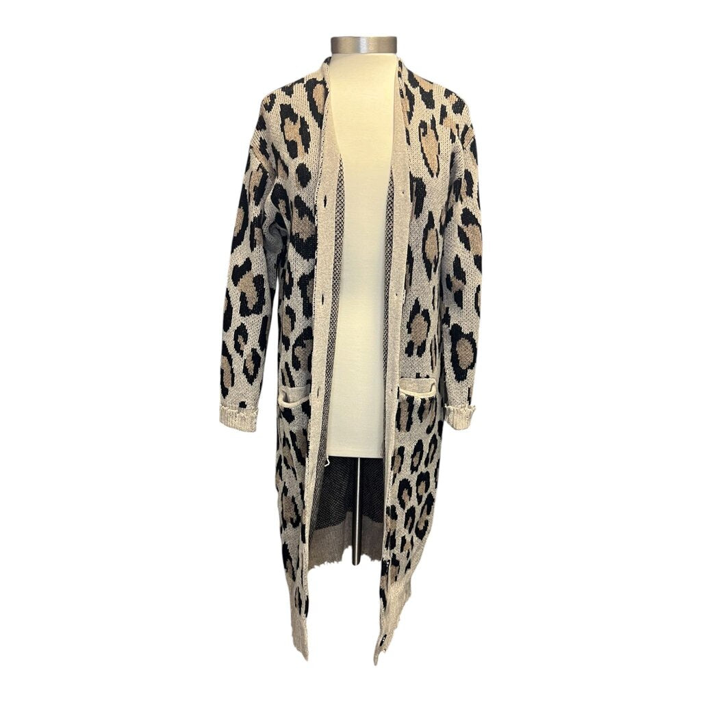R13 Animal Print Cashmere Long Line Sweater