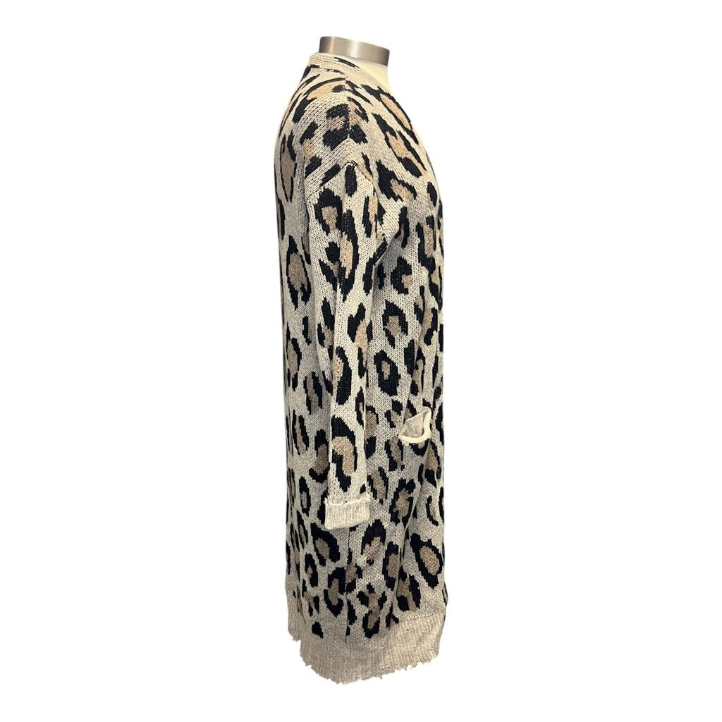 R13 Animal Print Cashmere Long Line Sweater