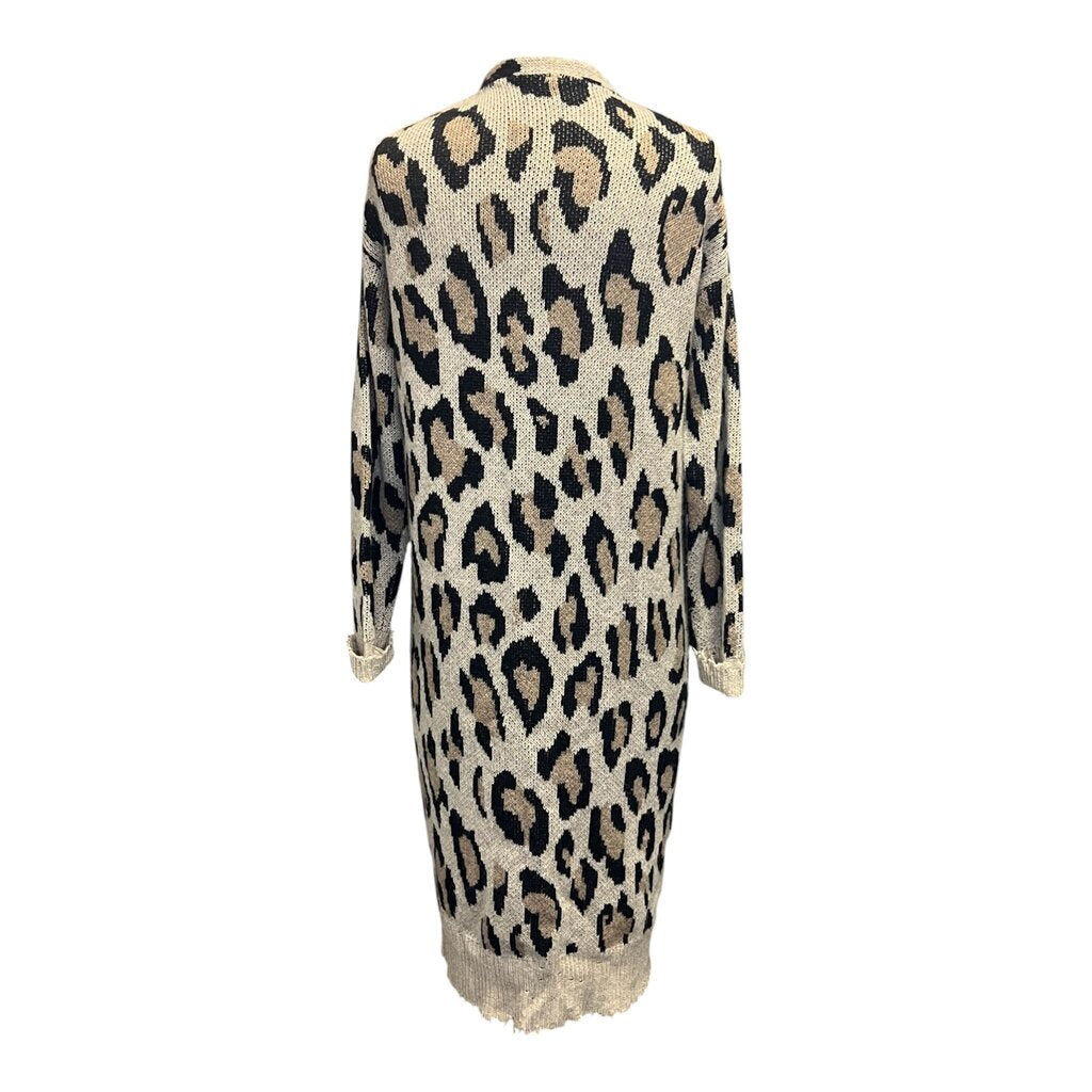 R13 Animal Print Cashmere Long Line Sweater