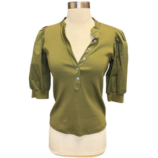 Veronica Beard Contrast Sleeve Polo Top
