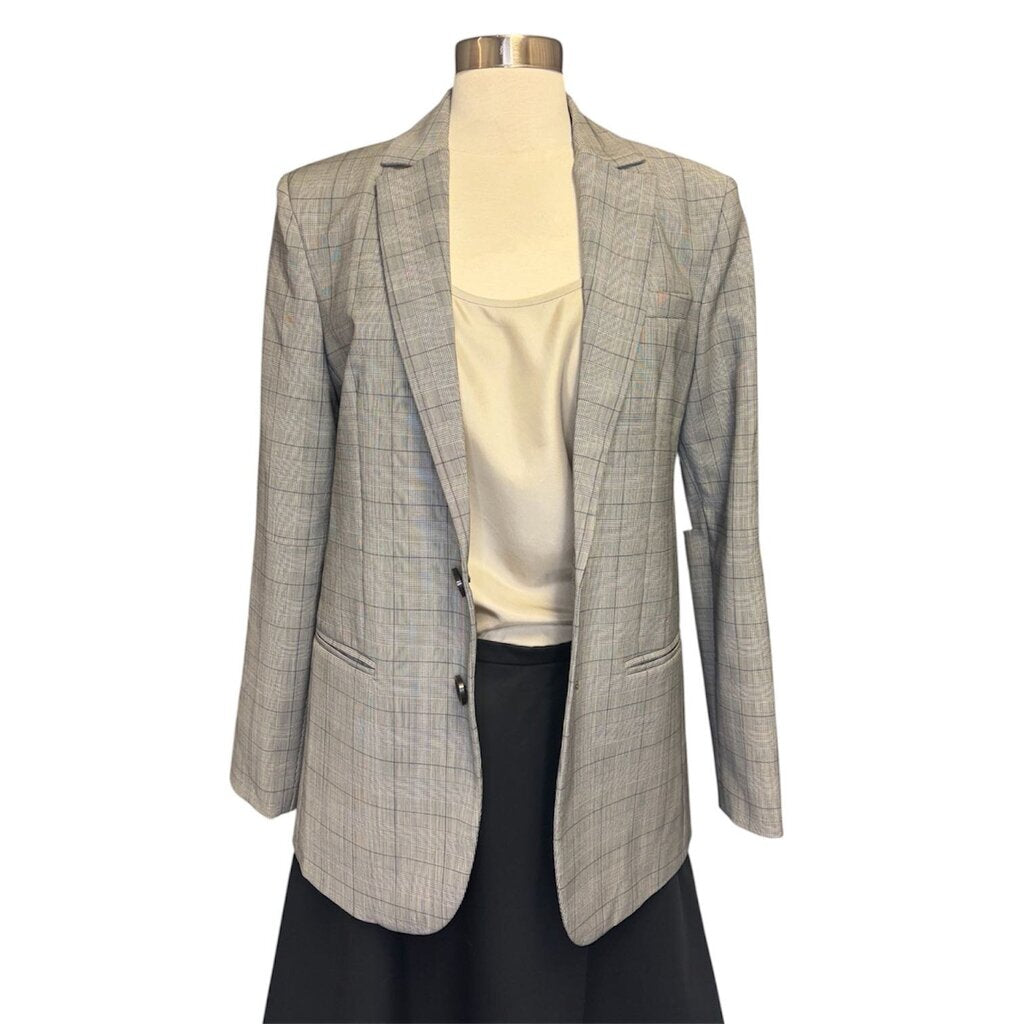 Tibi Plaid Wool Cut Out Sleeve Blazer