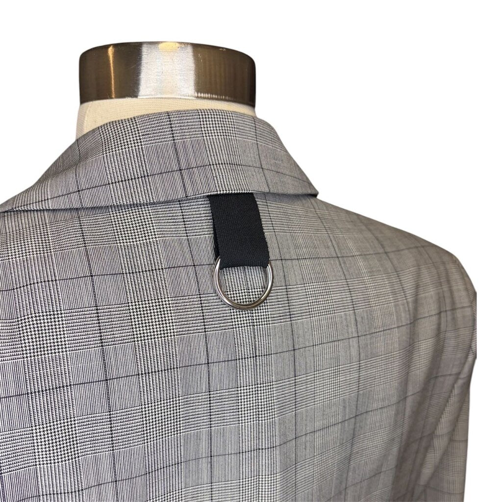 Tibi Plaid Wool Cut Out Sleeve Blazer